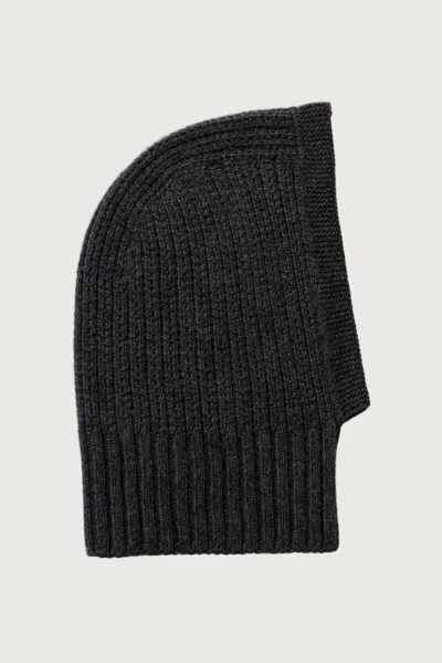 Johnstons Of Elgin Waffle Stitch Charcoal Cashmere Hood In Black
