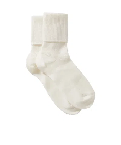 Johnstons Of Elgin Ribbed Cashmere-blend Socks In Cream