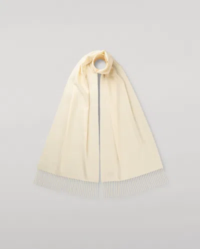 Johnstons Of Elgin White Wide Cashmere Scarf