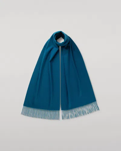 Johnstons Of Elgin Wide Blue Cashmere Scarf