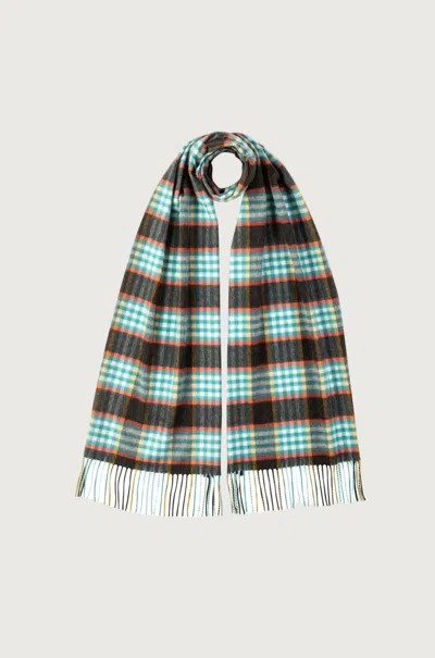 Johnstons Of Elgin Wide Cashmere Blue Scarf In Multi
