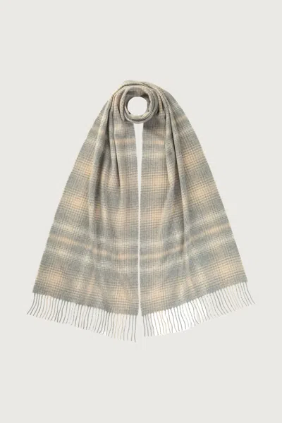 Johnstons Of Elgin Wide Cashmere Neutral Check Scarf In Multi
