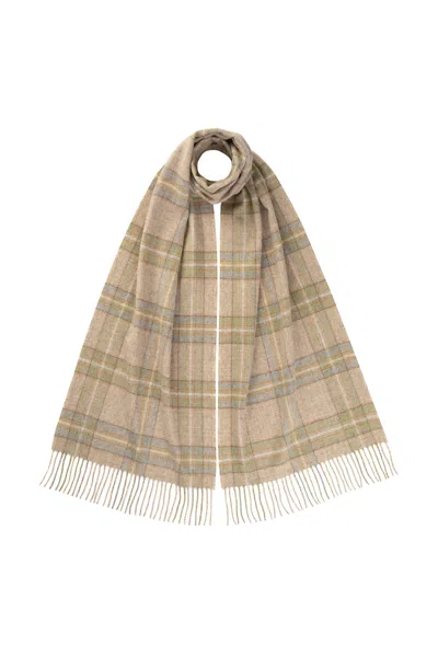 Johnstons Of Elgin Wide Cashmere Tweed Scarf In Neutral