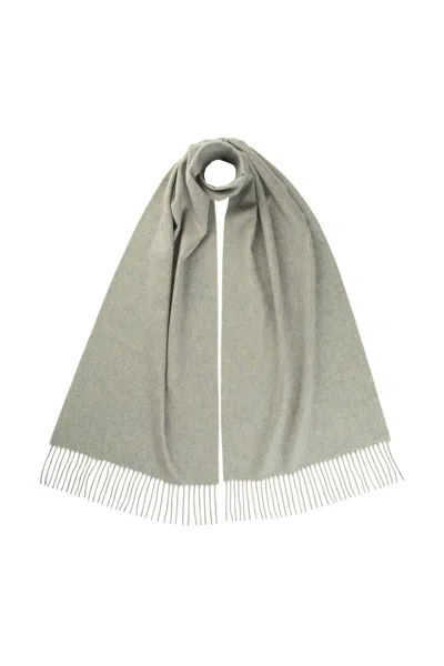 Johnstons Of Elgin Wide Light Green Cashmere Scarf In Neutral