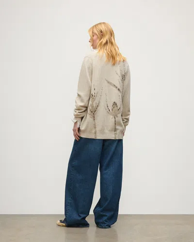 Johnstons Of Elgin Wild Thistle Intarsia Natural Cashmere Cardigan In Neutral