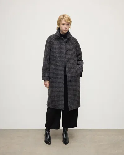 Johnstons Of Elgin Women's Balmacaan Coat | Shale Houndstooth In Black