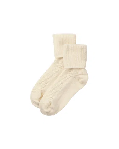 Johnstons Of Elgin Women's White Cashmere Lounge Socks In Metallic