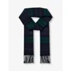 Johnstons Of Elgin Womens Black Watch Fringe-trim Brushed Cashmere Scarf