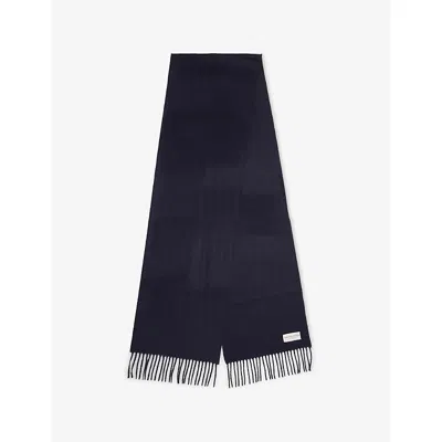 Johnstons Of Elgin Womens Dark Navy Plain Cashmere Scarf In Blue
