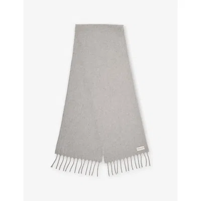 Johnstons Of Elgin Womens Light Grey Mull Fringed Wool Scarf In Gray