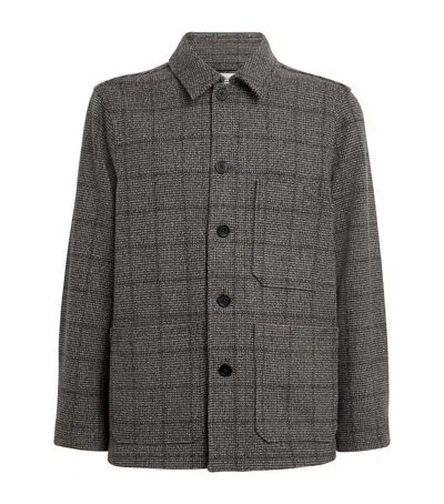 Johnstons Of Elgin Wool Joe Weavers Overshirt In Black