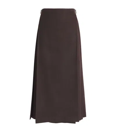 Johnstons Of Elgin X Le Kilt Wool-cashmere Tailored Midi Skirt In Brown