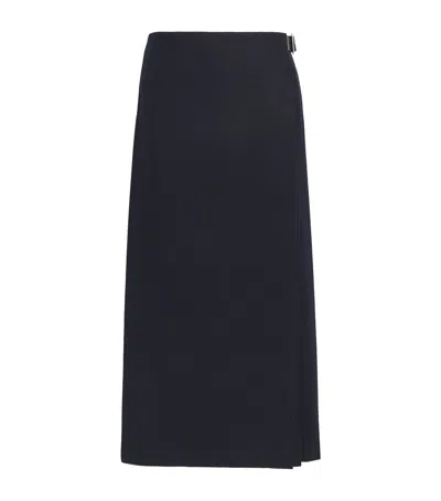 Johnstons Of Elgin X Le Kilt Wool-cashmere Pleated Midi Skirt In Blue