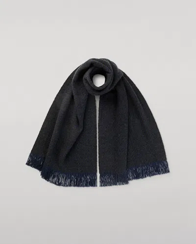 Johnstons Of Elgin Yarrow Navy & Charcoal Cashmere Scarf In Transparent