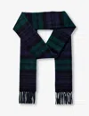Johnstons Mens Black Watch Tartan Fringed-trim Cashmere Scarf In Black Watch