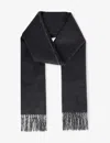 Johnstons Mens Charcoal Grey Fringe-edged Reversible Cashmere Scarf In Charcoal Grey