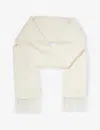 Johnstons Mens White Knitted-texture Fringed-trim Cashmere Scarf In White