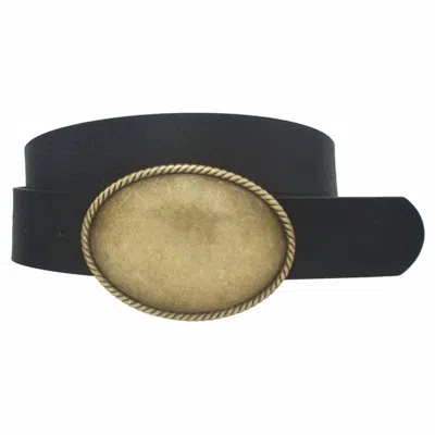 Joia Women's Western Rope Trim Vegan Leather Belt In Black In Beige