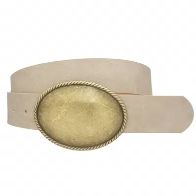 Joia Women's Western Rope Trim Vegan Leather Belt In Taupe In Beige