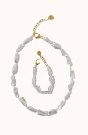 Joiana Jewelry Biwa Pearl Necklace And Bracelet Set In White