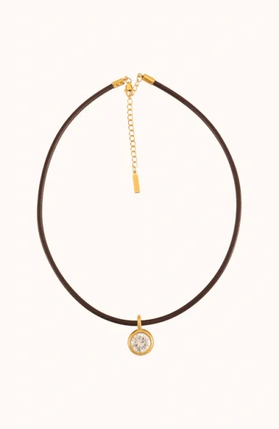Joiana Jewelry Marlow Bezel Drop Necklace In Brown
