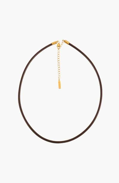 Joiana Jewelry Marlow Leather Cord Necklace In Brown