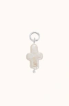 Joiana Jewelry Mini Pearl Cross Charm Pendant In Metallic