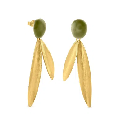 Joidart Women's Green Golden Earrings Olivia