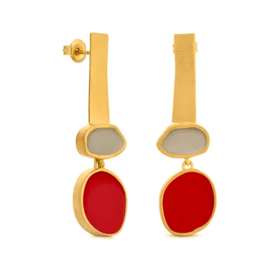 Joidart Women's Long Golden Earrings Culip Multicolored