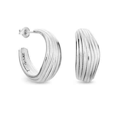 Joidart Women's Silver-plated Hoop Earrings Onaria In White
