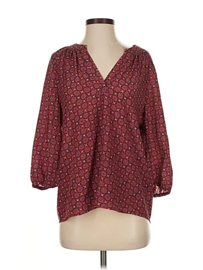 Pre-owned Joie 3/4 Sleeve Blouse In Burgundy