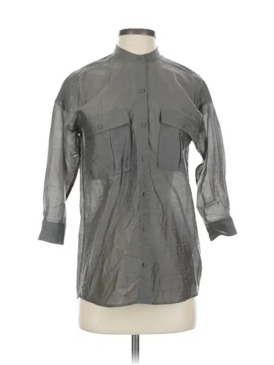Pre-owned Joie 3/4 Sleeve Button Down Shirt In Gray