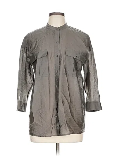 Pre-owned Joie 3/4 Sleeve Button Down Shirt In Gray