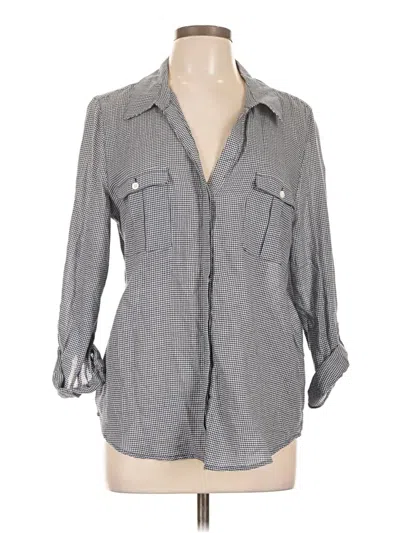 Pre-owned Joie 3/4 Sleeve Button Down Shirt In Gray