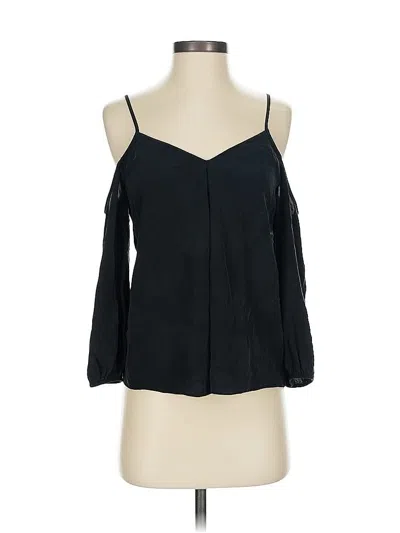 Pre-owned Joie 3/4 Sleeve Silk Top Black Cold Shoulder Neckline Tops