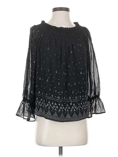 Pre-owned Joie 3/4 Sleeve Silk Top Black Cold Shoulder Neckline Tops