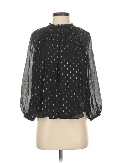Pre-owned Joie 3/4 Sleeve Silk Top Black Mock Neckline Tops