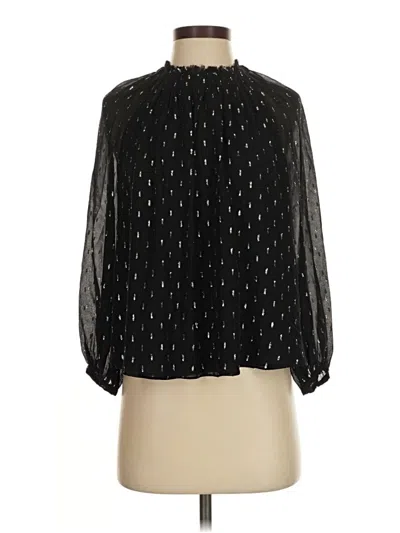 Pre-owned Joie 3/4 Sleeve Silk Top Black Mock Neckline Tops