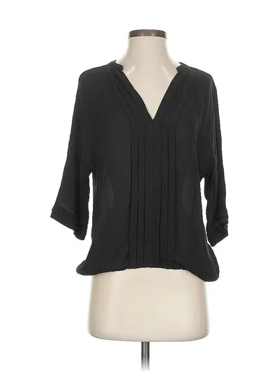 Pre-owned Joie 3/4 Sleeve Silk Top Black Plunge Neckline Tops