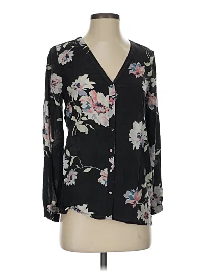 Pre-owned Joie 3/4 Sleeve Silk Top Black Plunge Neckline Tops