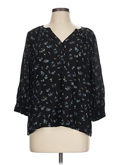 Pre-owned Joie 3/4 Sleeve Silk Top Black Plunge Neckline Tops
