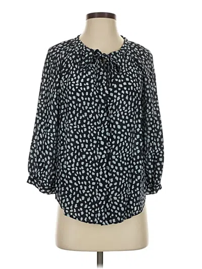 Pre-owned Joie 3/4 Sleeve Silk Top Black Polka Dots Pattern Tie Neck Tops