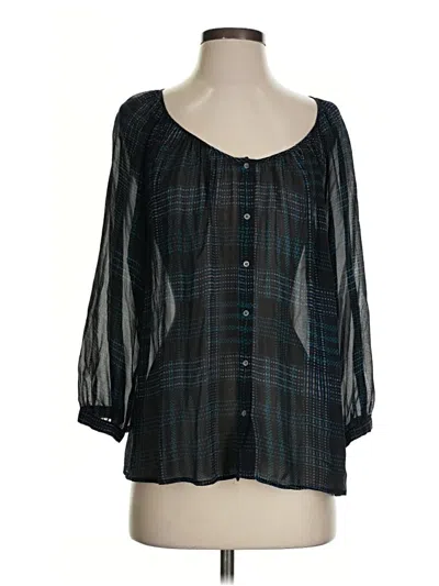 Pre-owned Joie 3/4 Sleeve Silk Top Black Square Neckline Tops