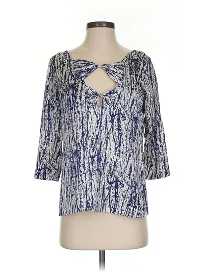 Pre-owned Joie 3/4 Sleeve Silk Top Blue Keyhole Neckline Tops