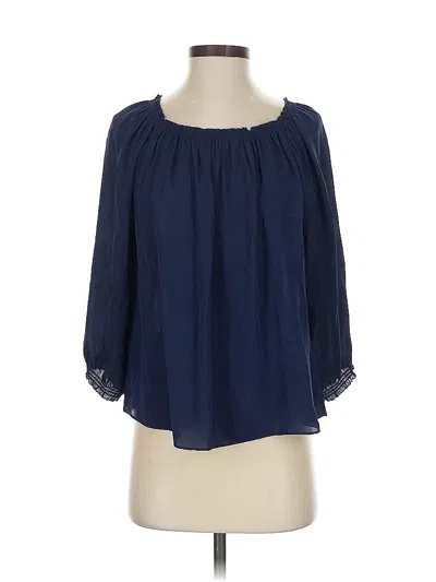 Pre-owned Joie 3/4 Sleeve Silk Top Blue Keyhole Neckline Tops