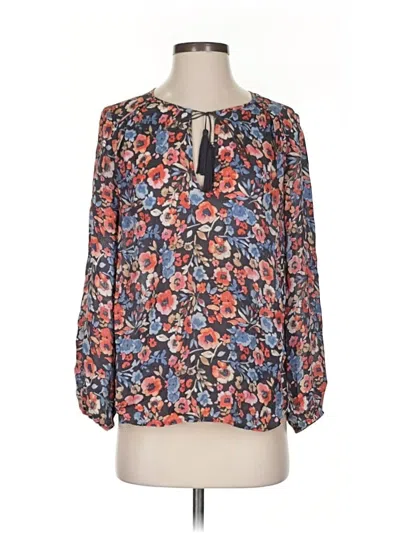 Pre-owned Joie 3/4 Sleeve Silk Top Blue Keyhole Neckline Tops