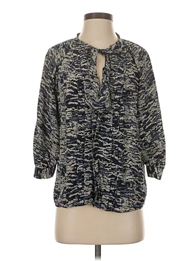 Pre-owned Joie 3/4 Sleeve Silk Top Blue Keyhole Neckline Tops