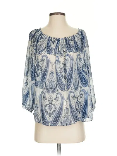 Pre-owned Joie 3/4 Sleeve Silk Top Blue Paisley Pattern Tops