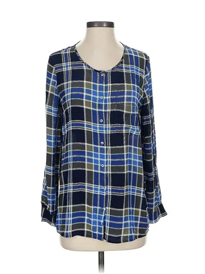 Pre-owned Joie 3/4 Sleeve Silk Top Blue Square Neckline Tops