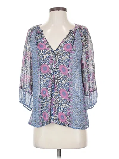 Pre-owned Joie 3/4 Sleeve Silk Top Blue Sweetheart Neckline Tops